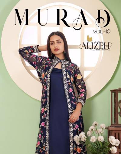Murad Vol 10 By Alizeh Designer Partywear Jacket Style Suit Collection